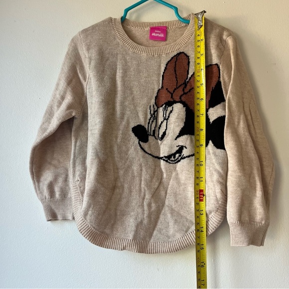 Disney Junior Minnie Mouse Sweater Girls 4T Beige Knit Pullover Long Sleeve Top - Picture 4 of 7